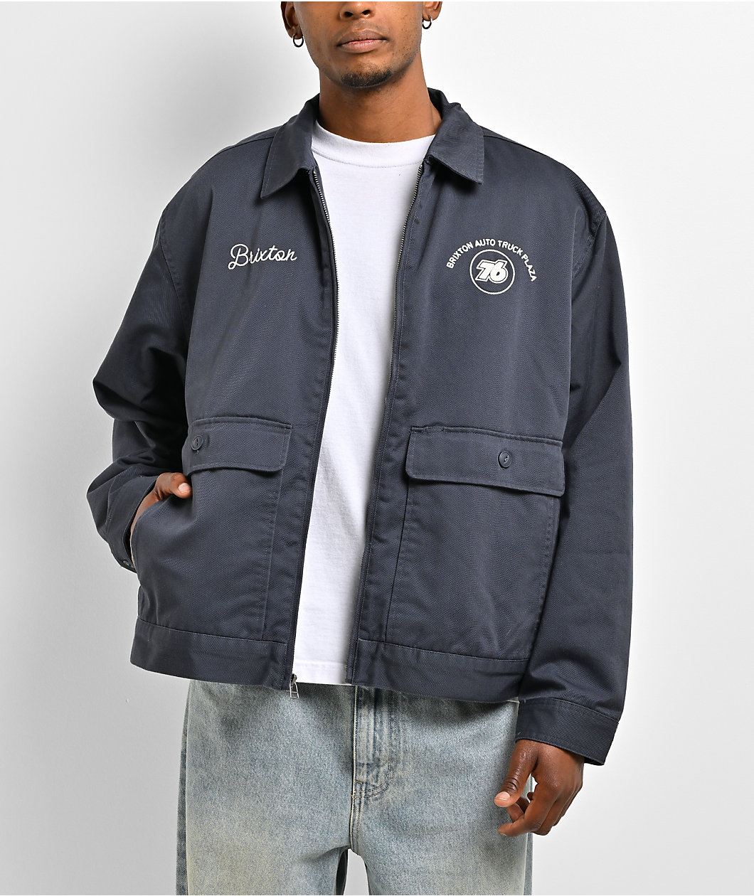 Brixton x 76 Navy Boxy Mechanic Jacket