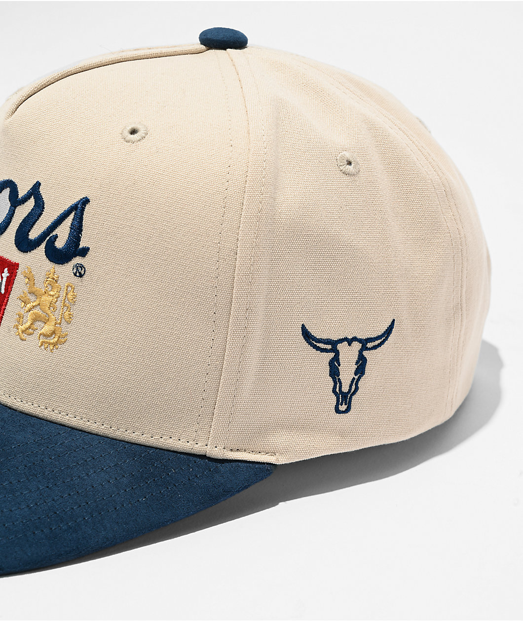 Brixton x Coors Crest Navy & Tan Netplus® Snapback Hat at