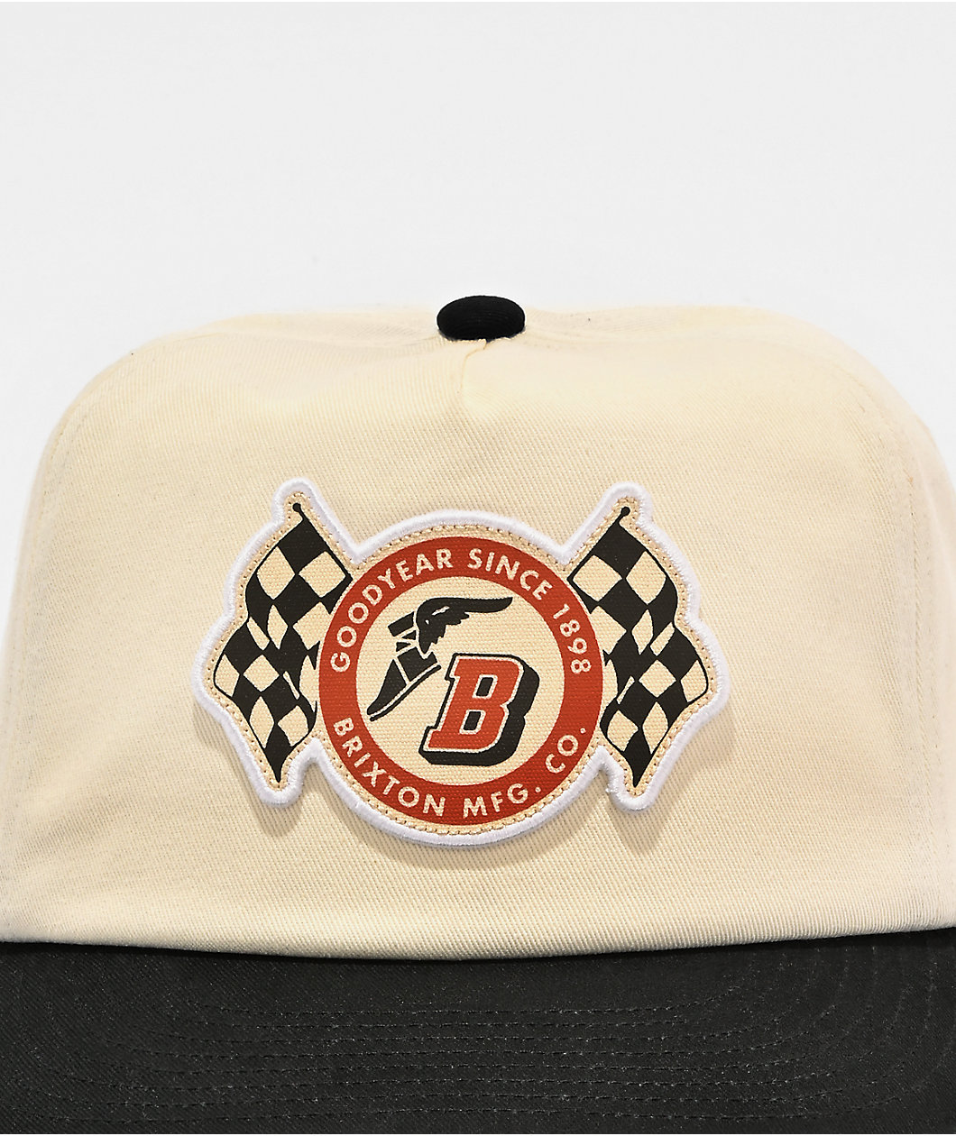 Brixton x Goodyear Speed White & Black Snapback Hat