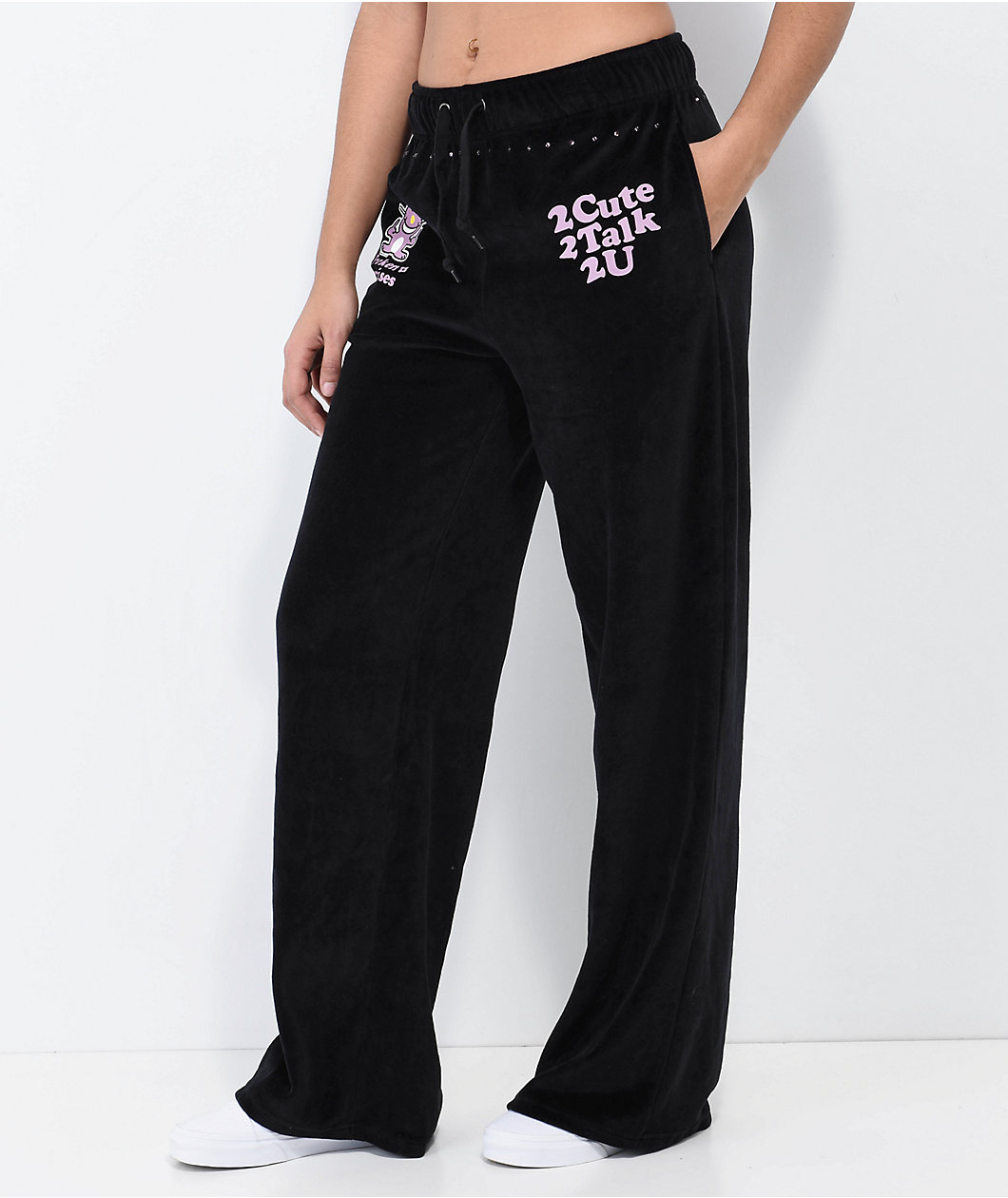 Broken Promises 2Cute Black Velour Sweatpants