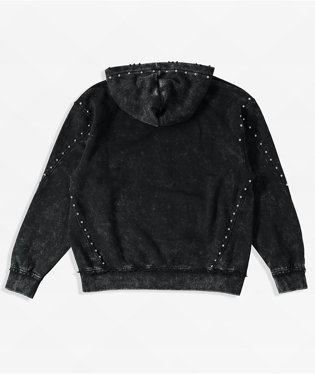 Broken Promises Adorned Black Wash Zip Hoodie