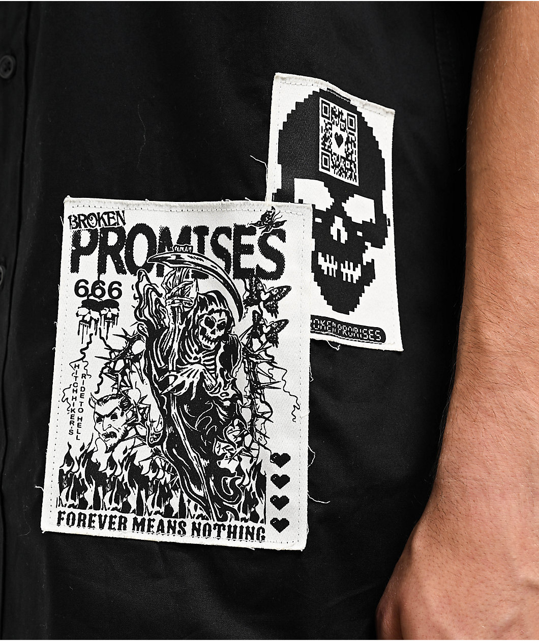 Broken Promises Antonym Black Button Up Shirt