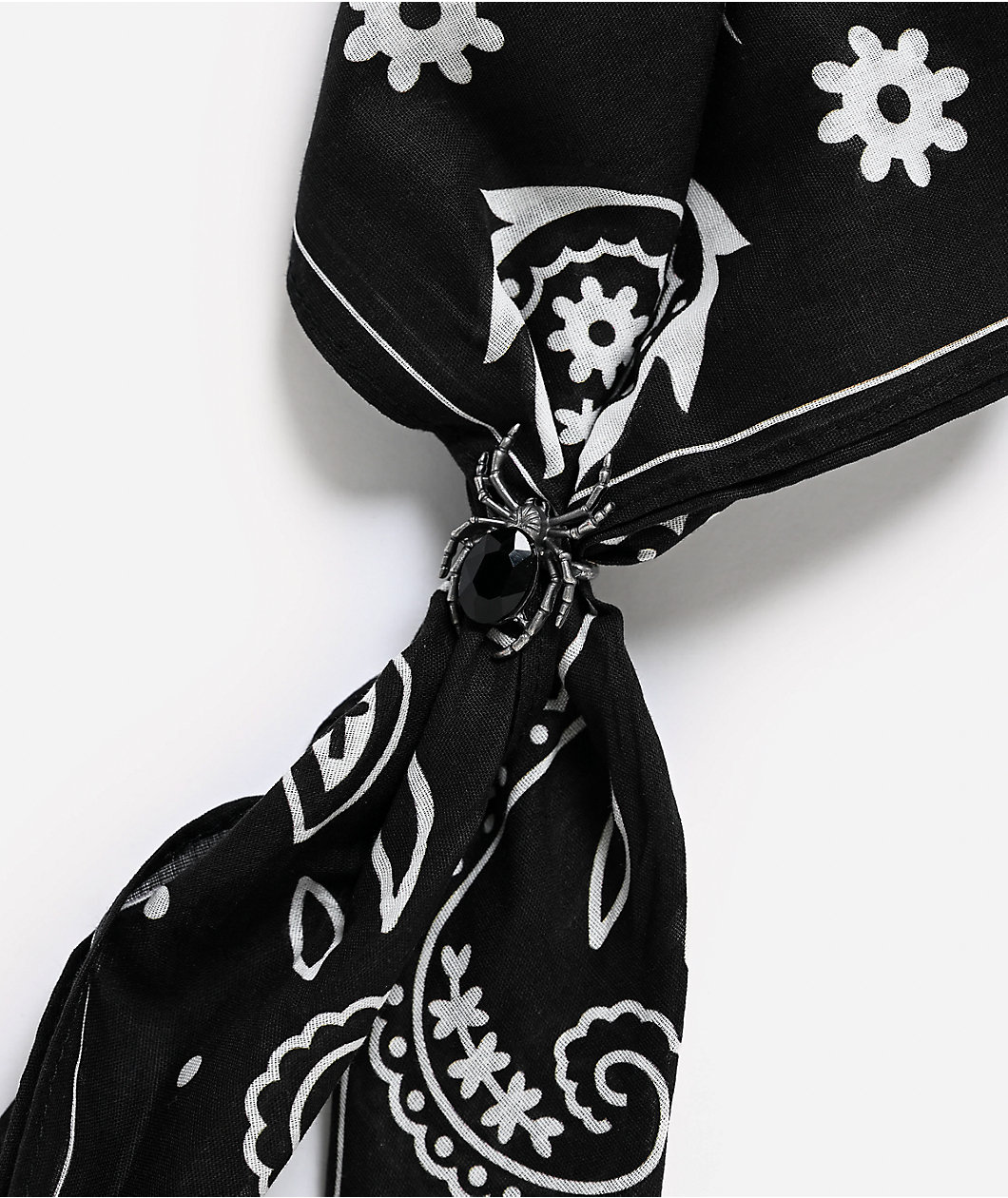 Broken Promises Arachnid Black & White Bandana Necklace