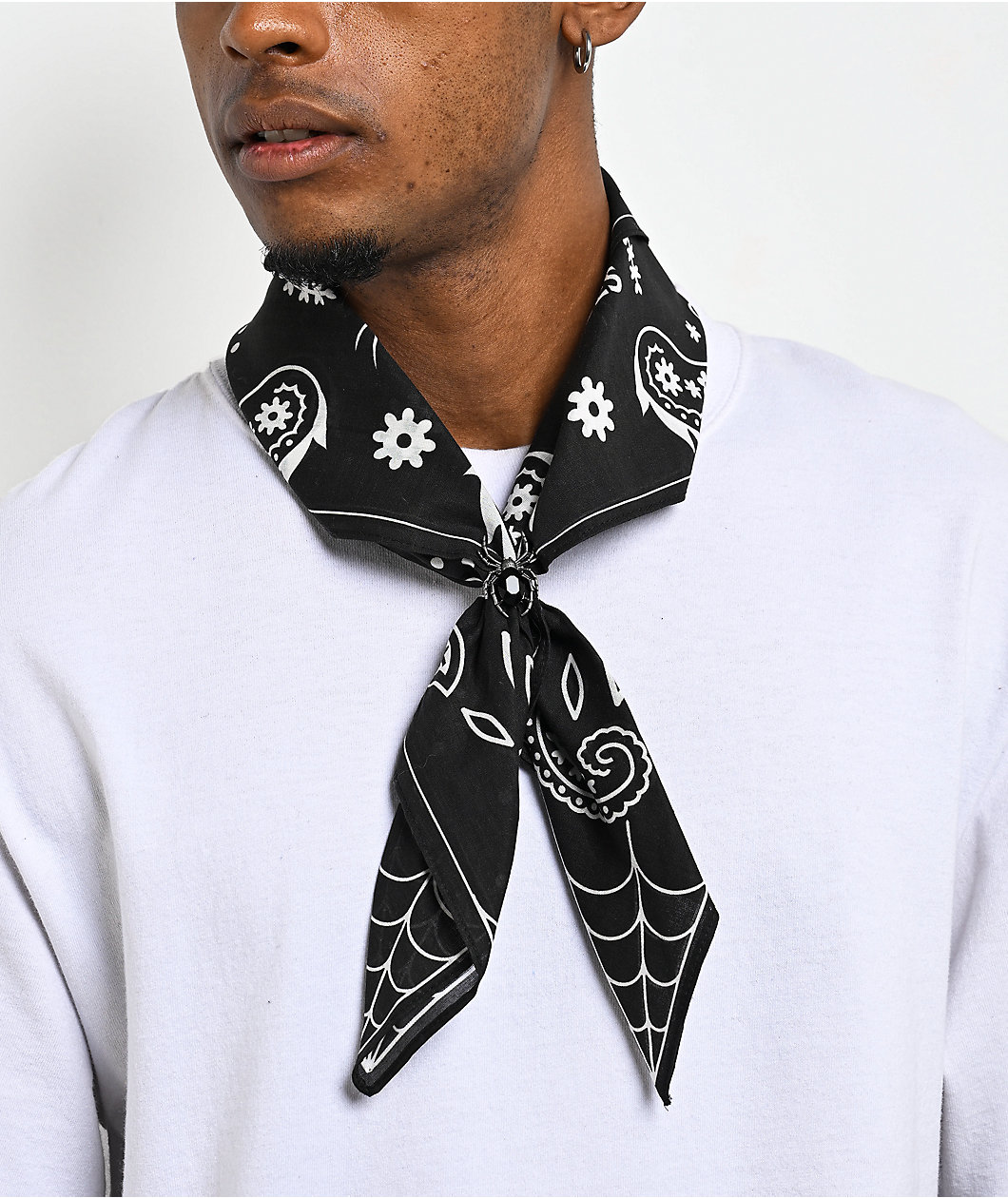 Broken Promises Arachnid Black & White Bandana Necklace