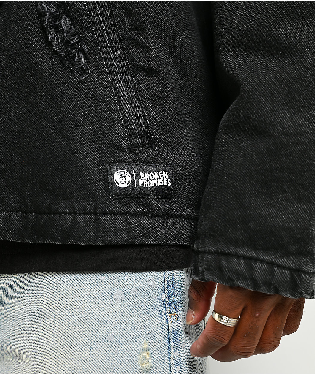 Broken Promises Arachnid Black Denim Zip Work Jacket
