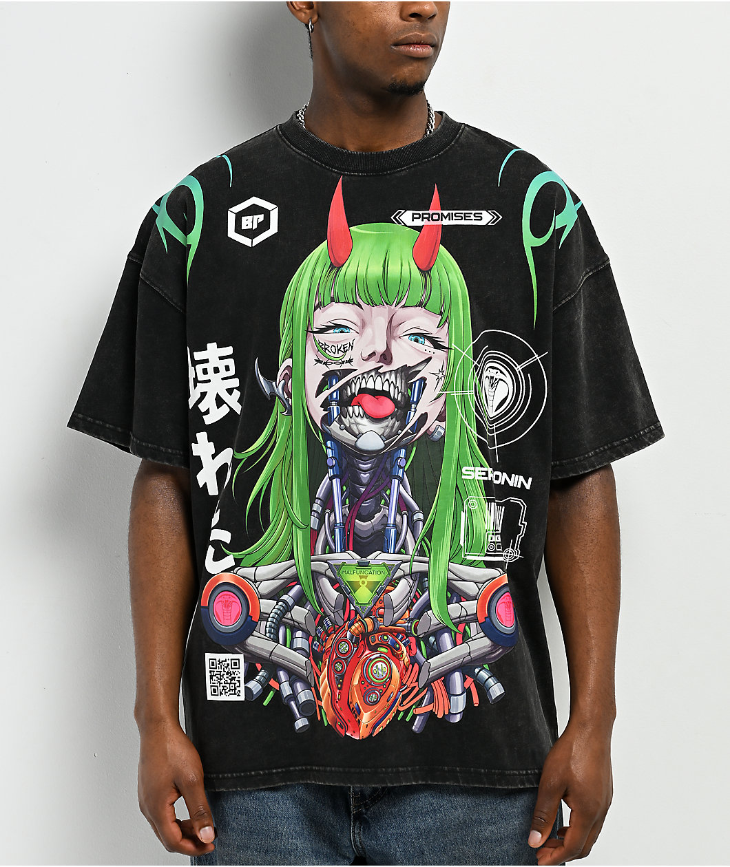 Broken Promises Artificial Serotonin Black Wash T-Shirt