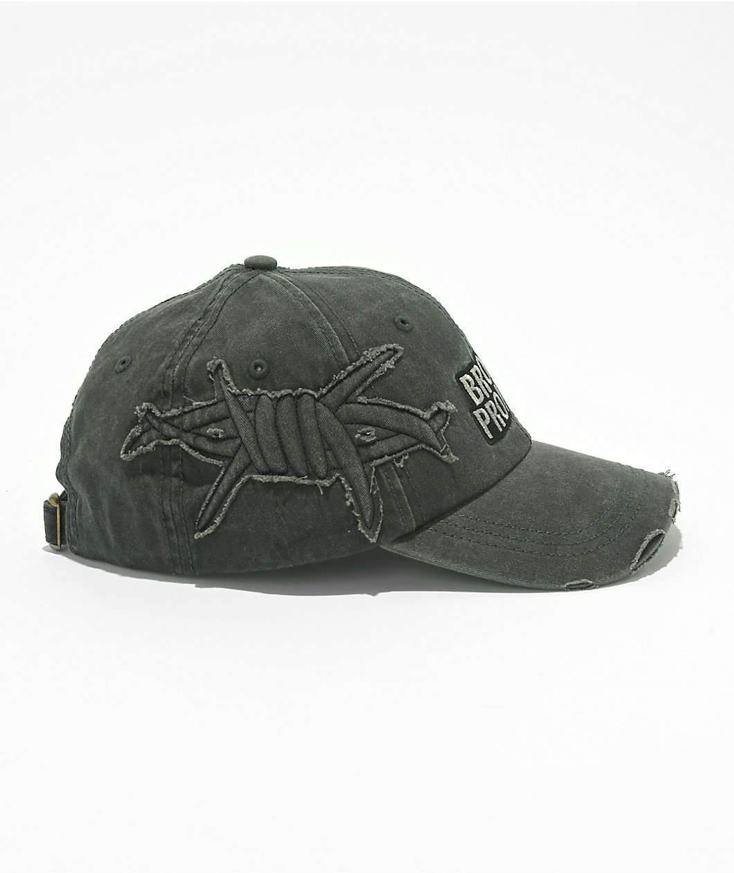 Broken Promises Barbed Dad Black Wash Strapback Hat