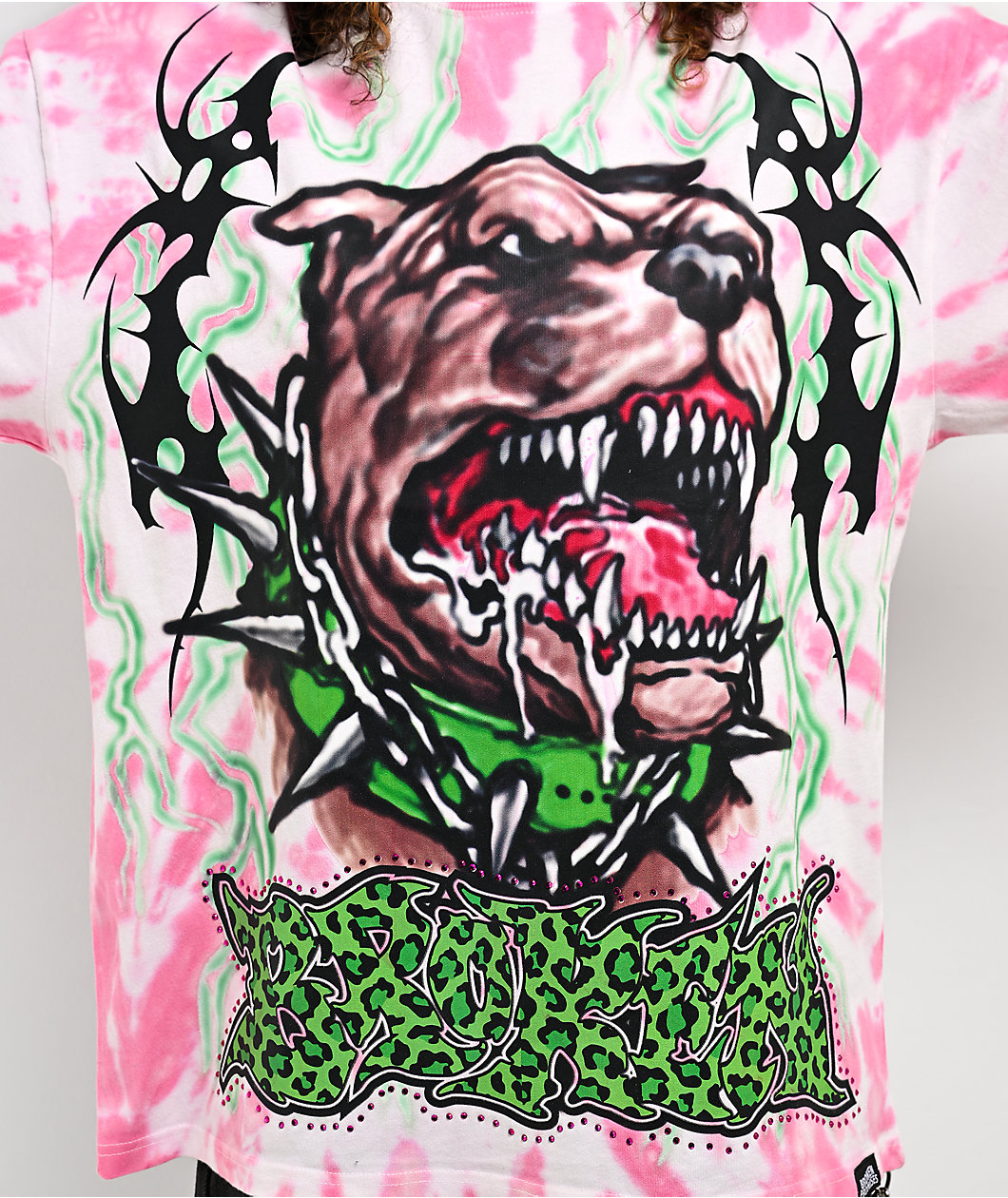 Broken Promises Barking Dead Pink Oversized Tie Dye T-Shirt