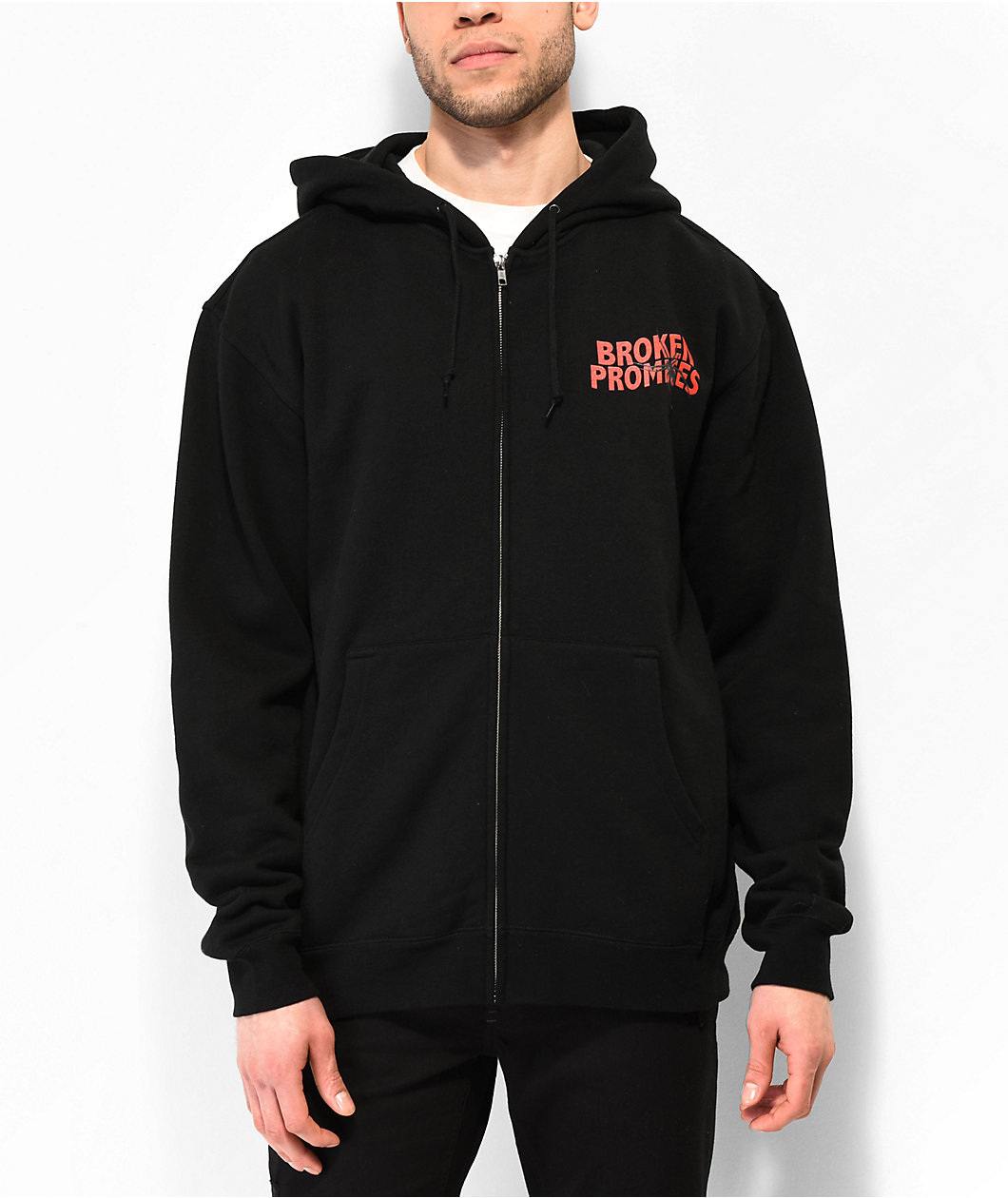 Broken Promises Black Widow Black Zip Hoodie