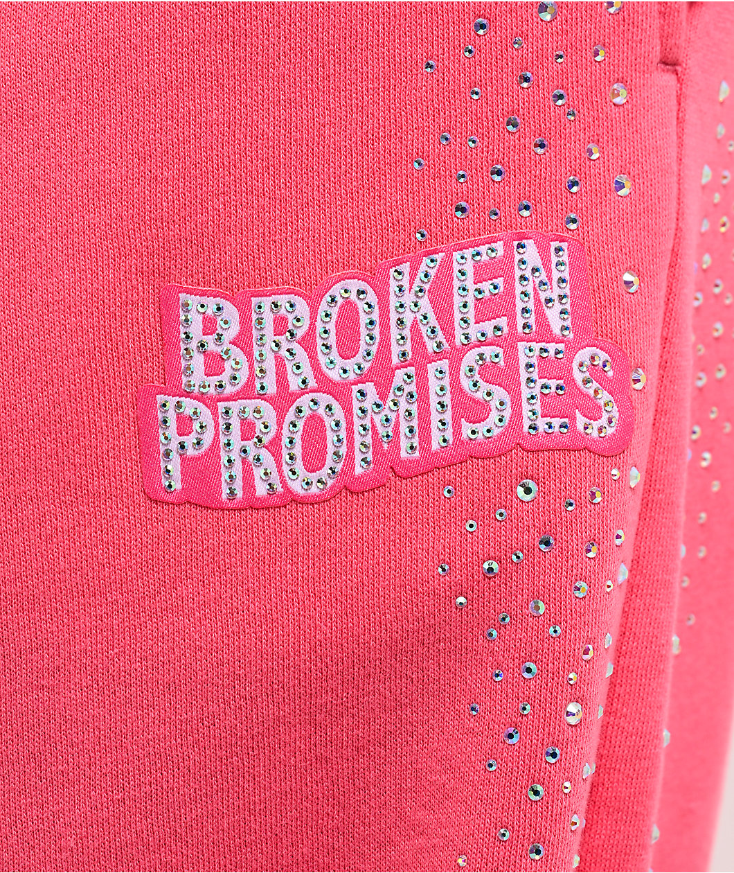 Broken Promises Bougie Rhinestoned Pink Baggy Sweatpants