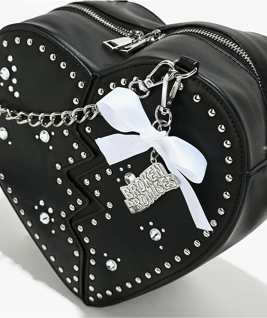 Broken Promises Breaking Heart Black Shoulder Bag