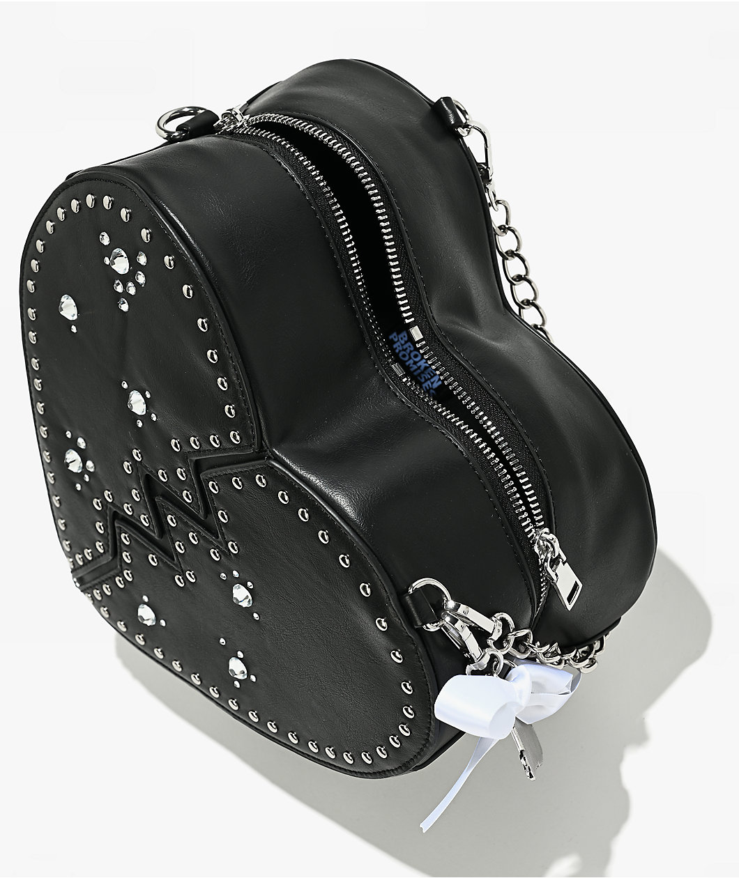 Broken Promises Breaking Heart Black Shoulder Bag