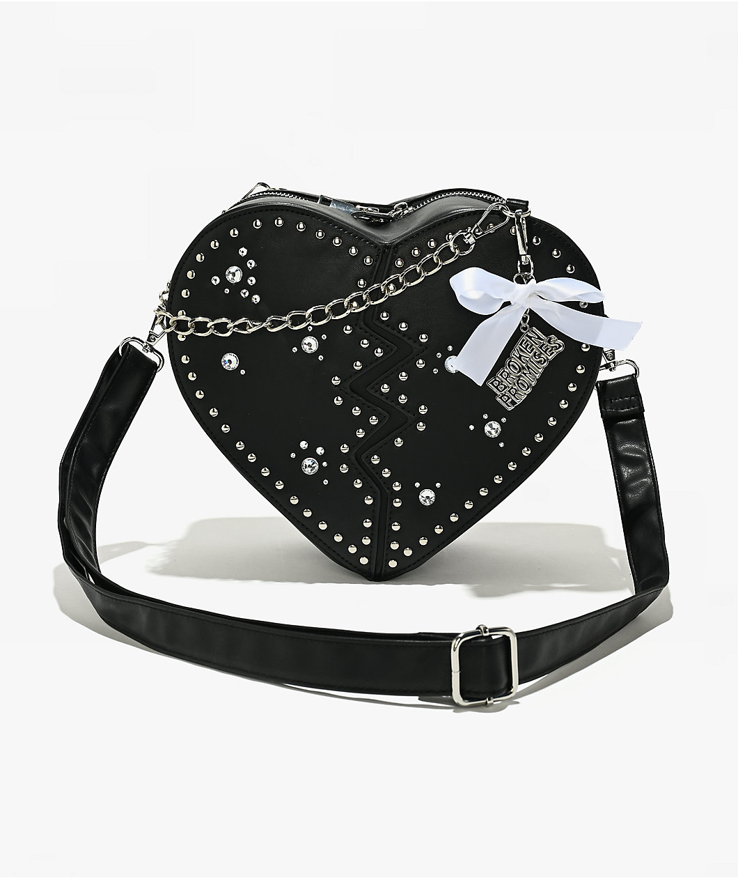 Broken Promises Breaking Heart Black Shoulder Bag