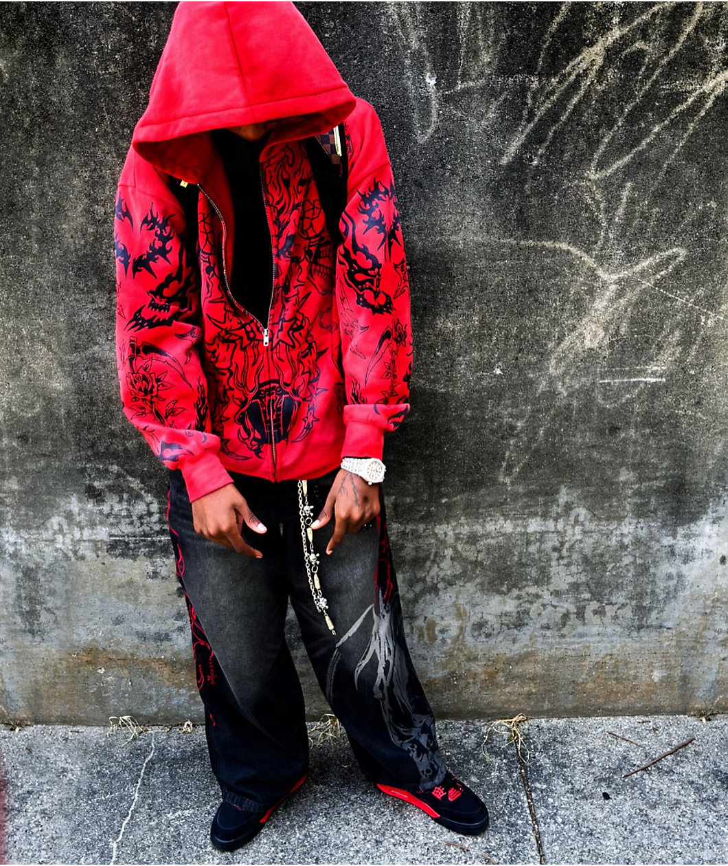 Broken Promises Chaotic Harmony Red Zip Hoodie