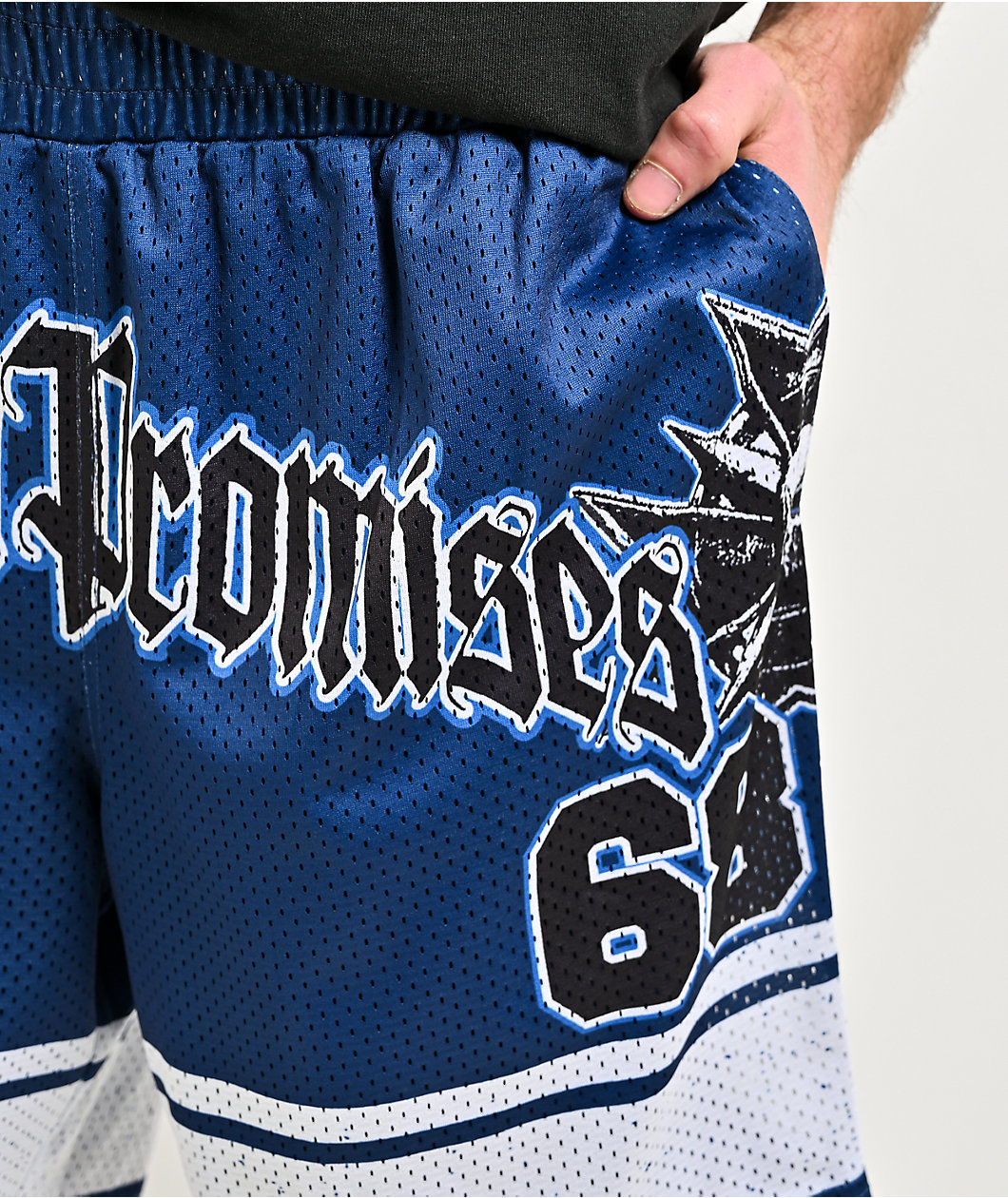 Broken Promises Compass Blue Mesh Shorts