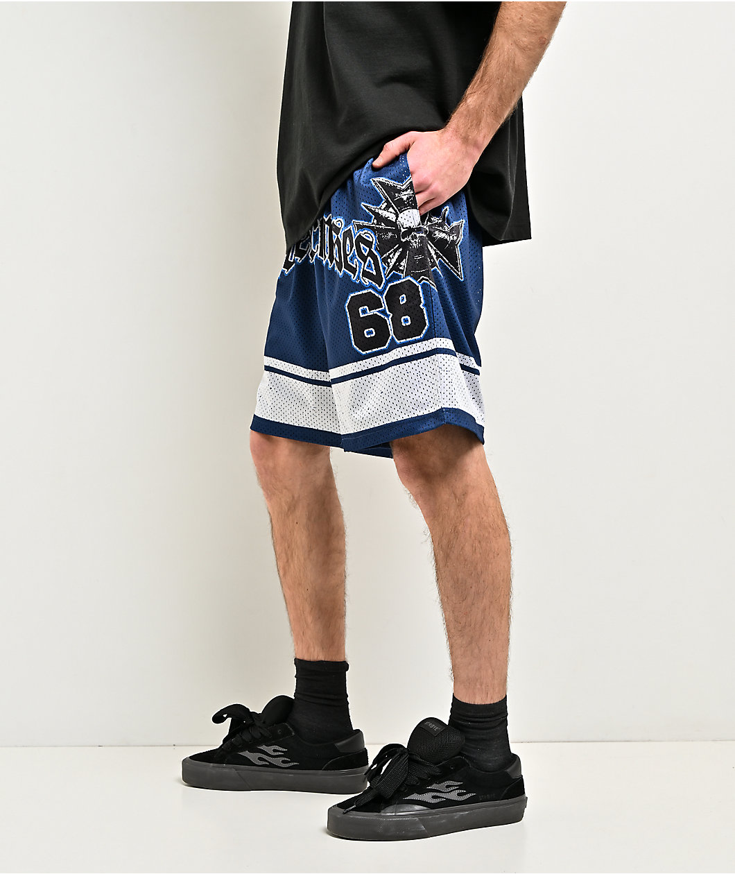 Broken Promises Compass Blue Mesh Shorts