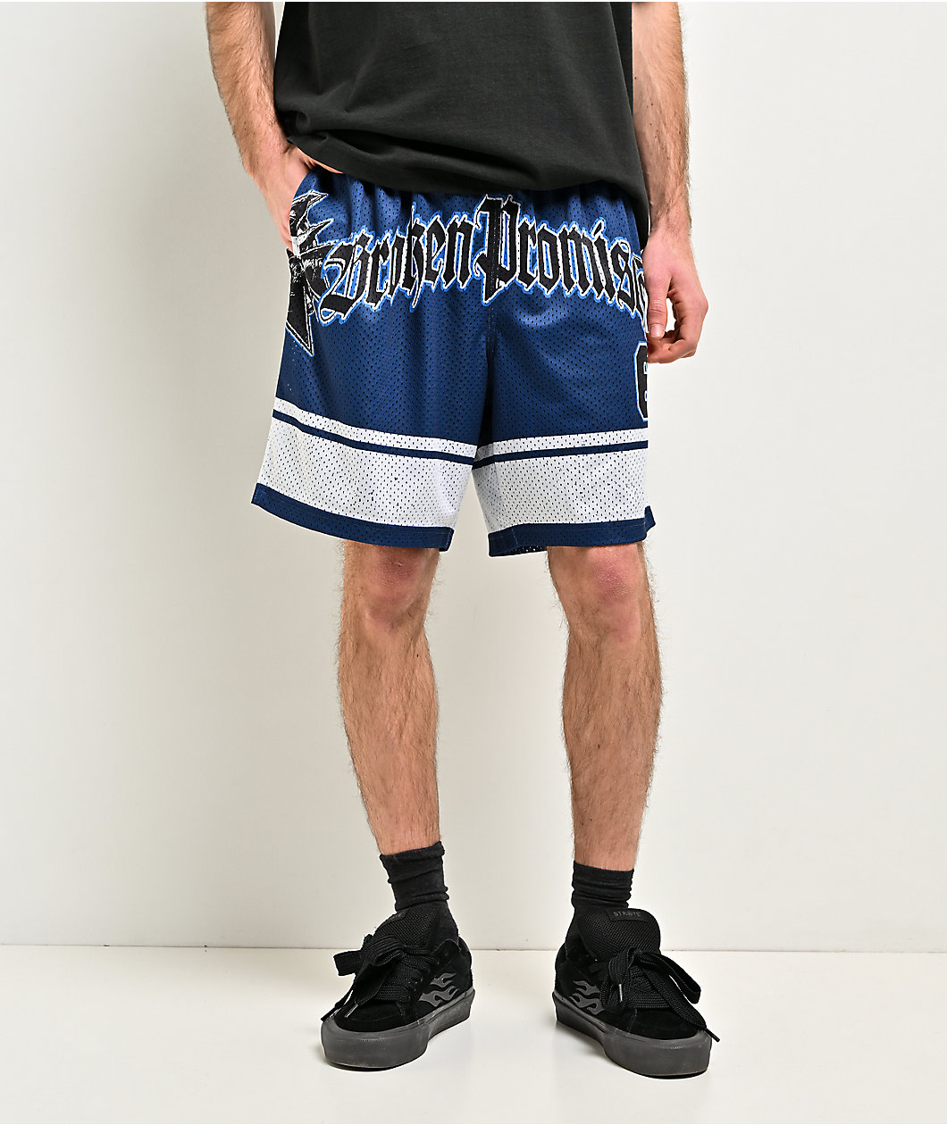 Broken Promises Compass Blue Mesh Shorts