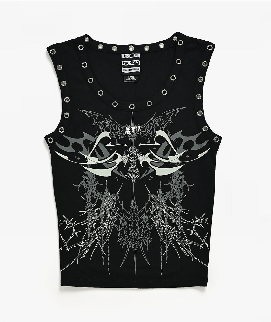 Broken Promises Cybercore Black Crop Tank Top