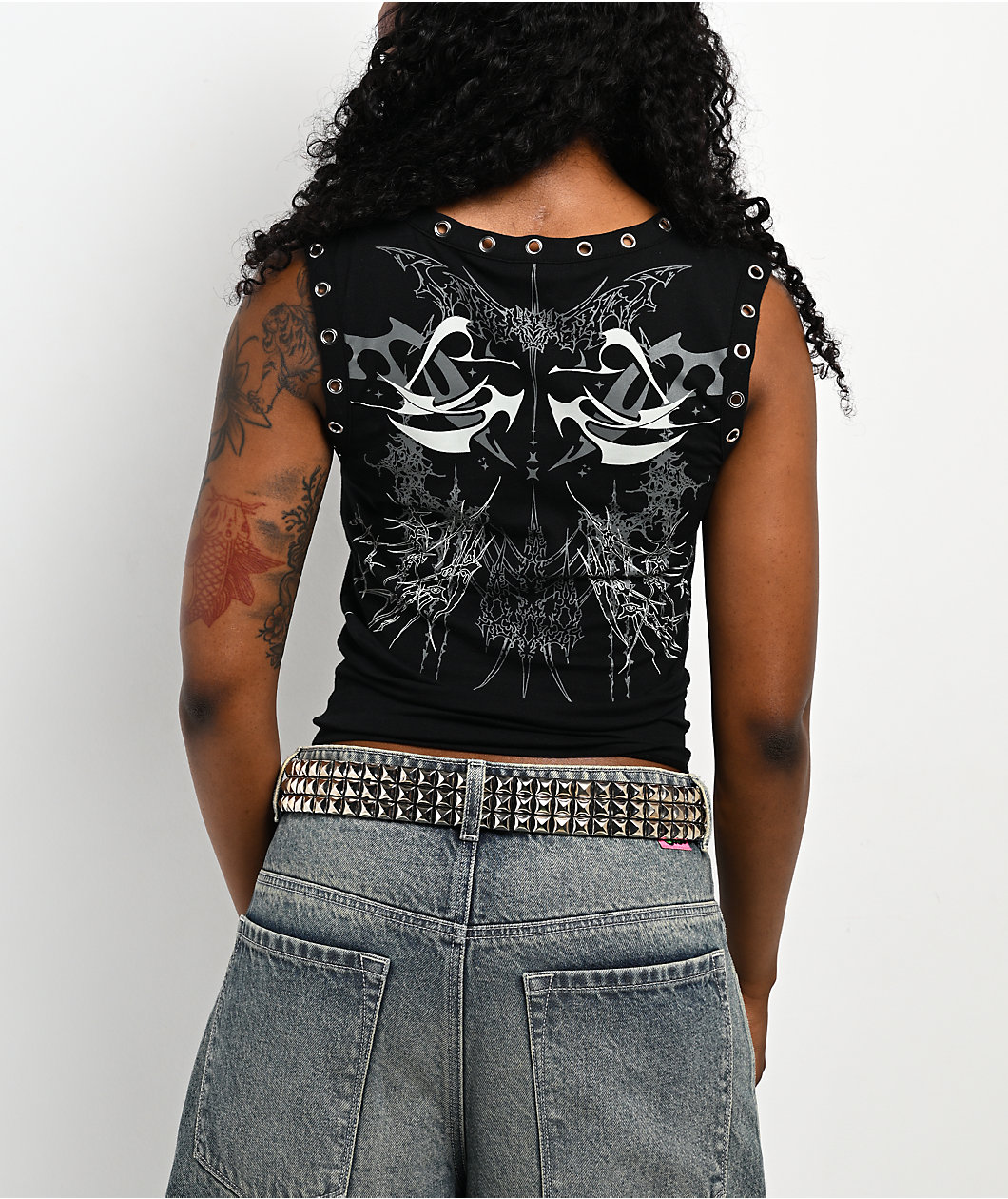 Broken Promises Cybercore Black Crop Tank Top