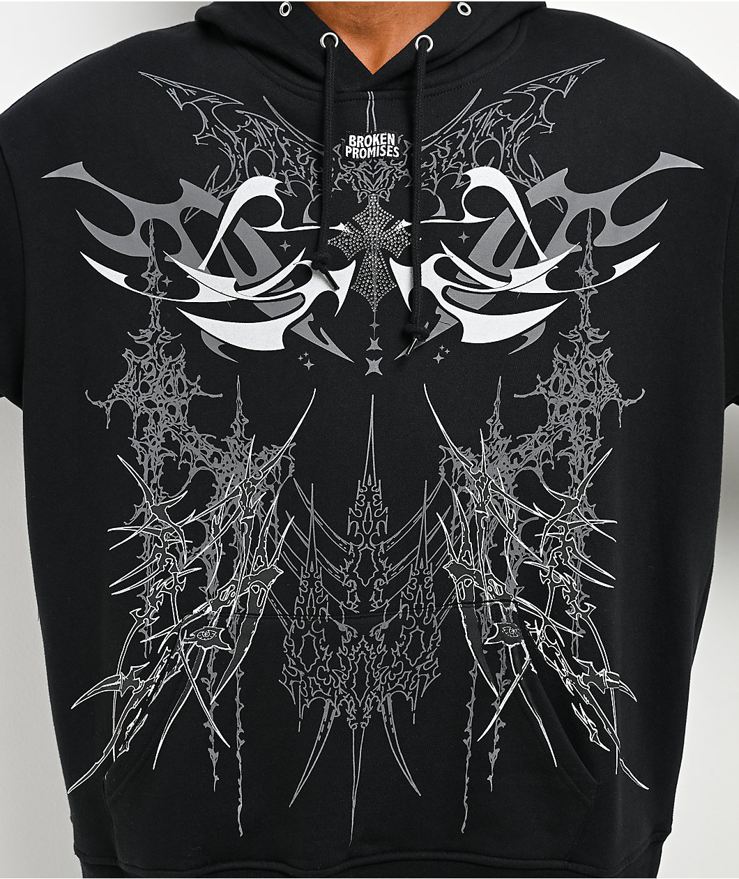 Broken Promises Cybercore Horned Black Hoodie