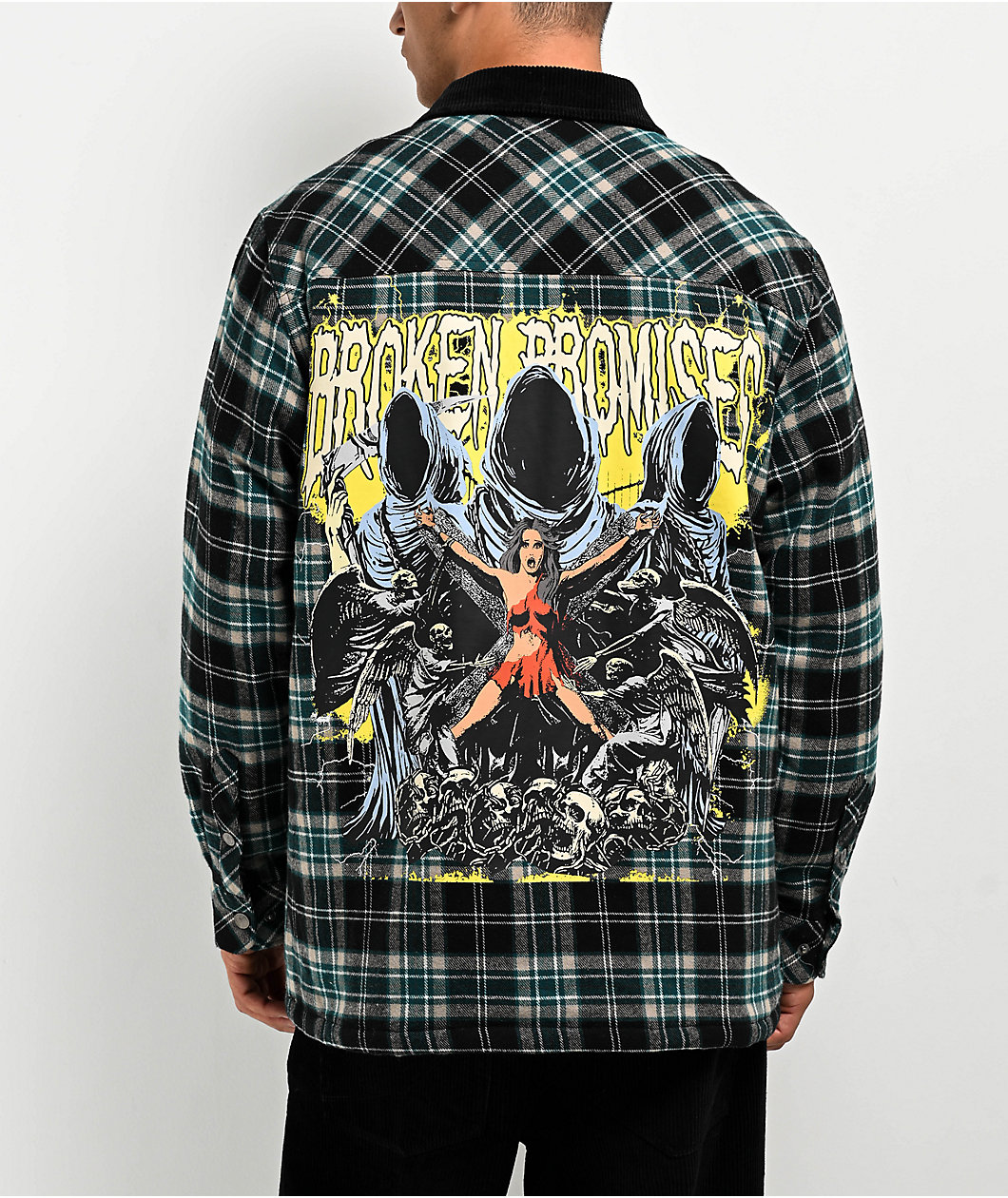 Broken Promises Damsel In Distress Black & Blue Flannel Jacket