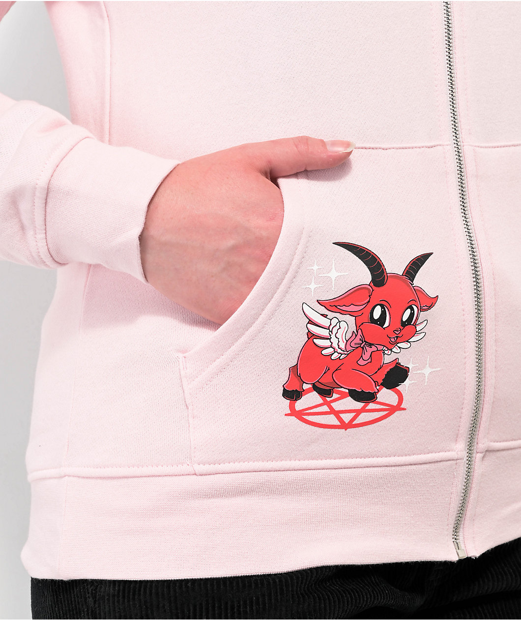 Broken Promises Emo Girl Pink Zip Hoodie