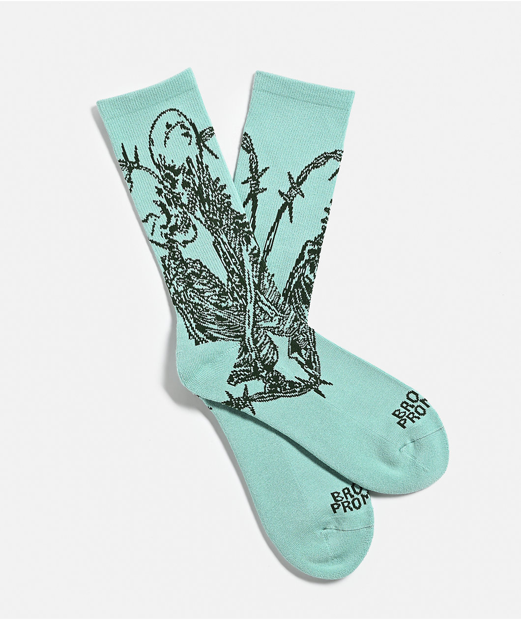 Broken Promises Emotional Embrace Teal Crew Socks