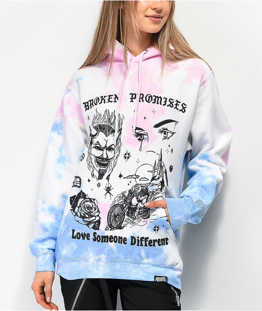 Broken Promises Enchanted Pink & Blue Tie Dye Hoodie