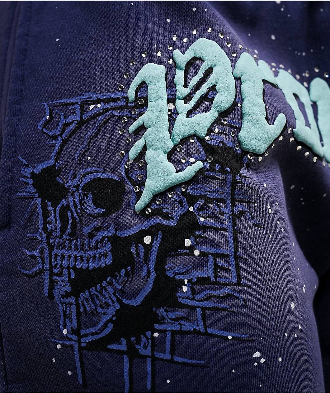 Broken Promises Endless Rhinestone Blue Wash Shorts