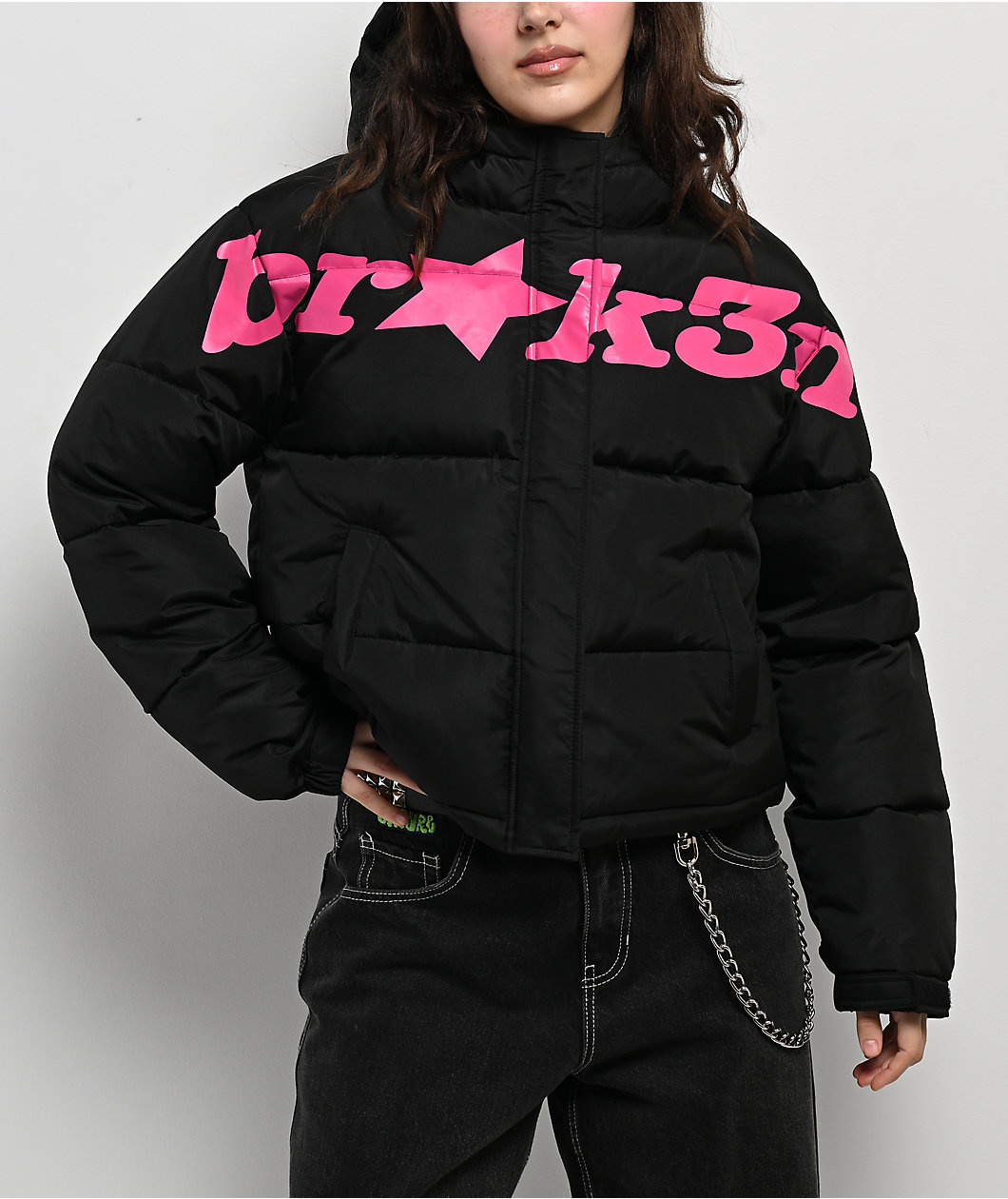 Broken Promises Faceless Black Puffer Jacket