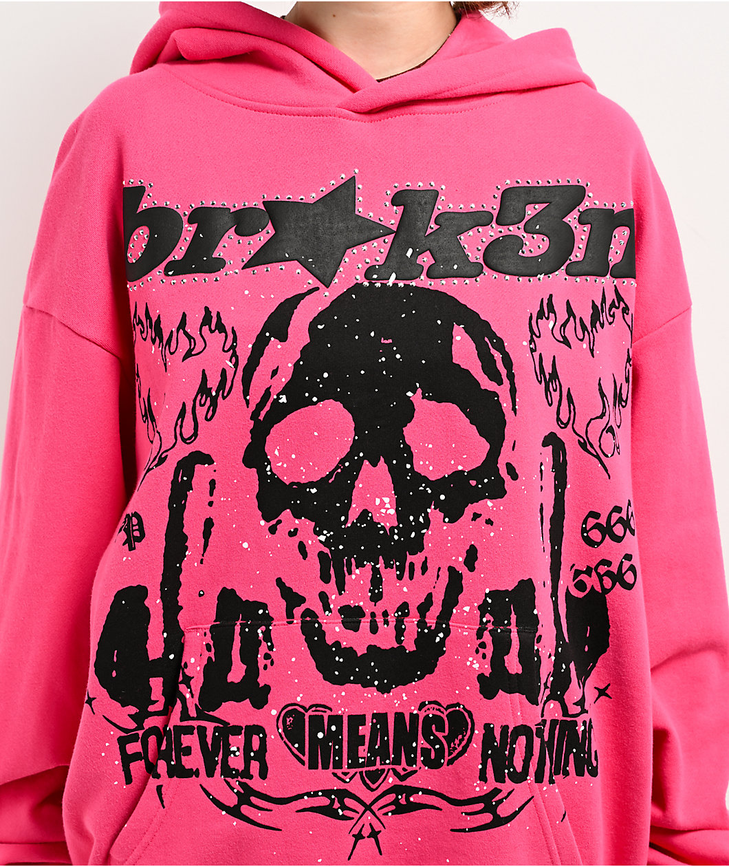 Broken Promises Faceless Pink Rhinestone Hoodie