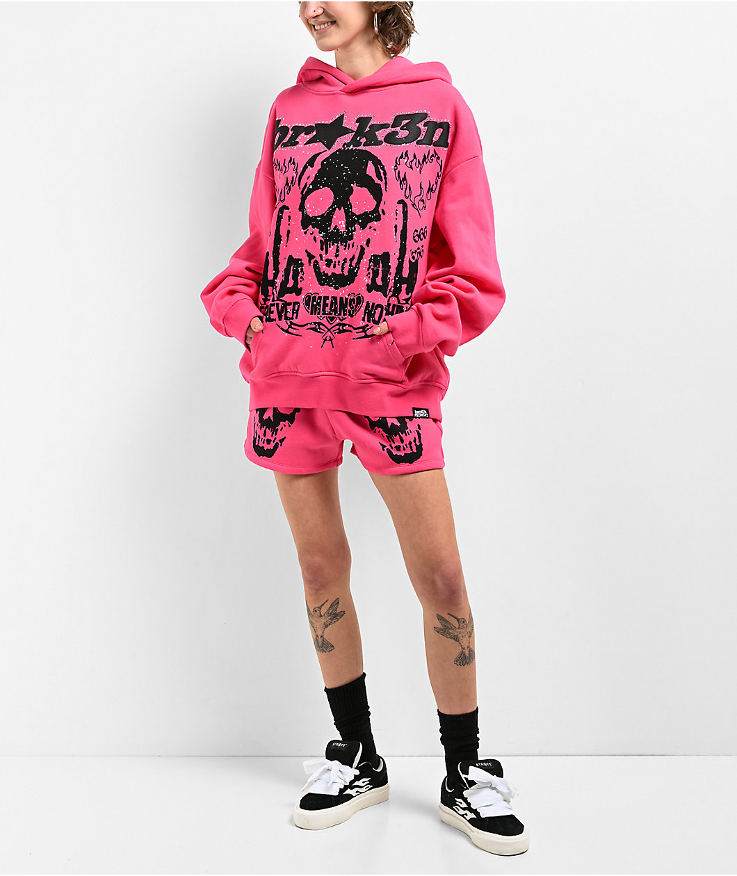 Broken Promises Faceless Pink Rhinestone Hoodie