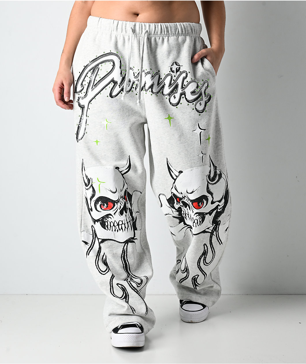 Broken Promises Get A Grip Grey Wide Leg Sweatpants