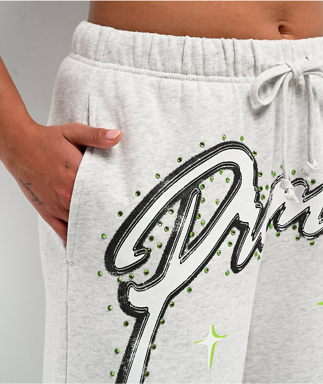 Broken Promises Get A Grip Grey Wide Leg Sweatpants