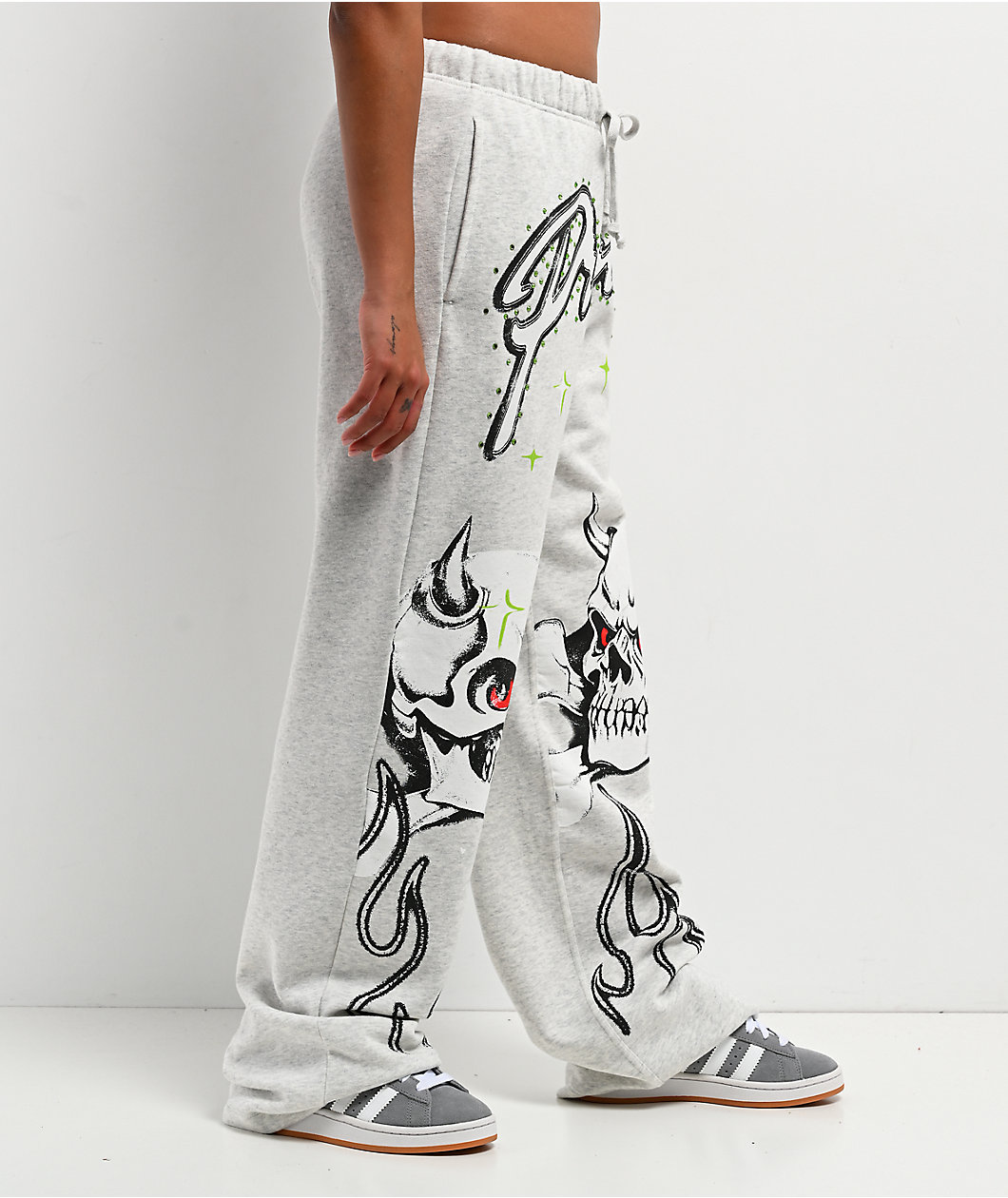 Broken Promises Get A Grip Grey Wide Leg Sweatpants