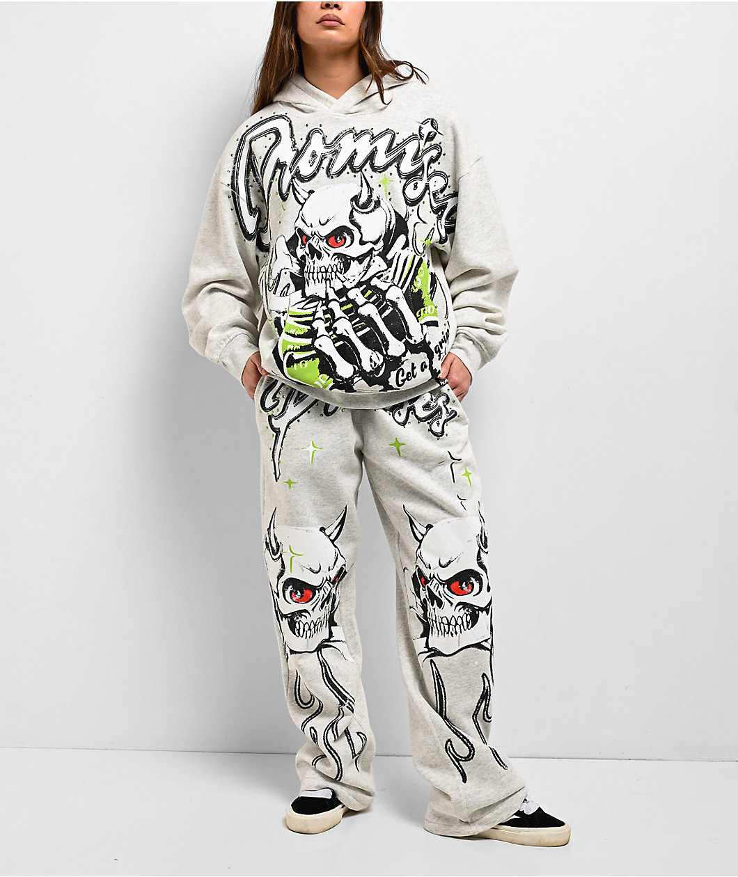 Broken Promises Get A Grip Grey Wide Leg Sweatpants