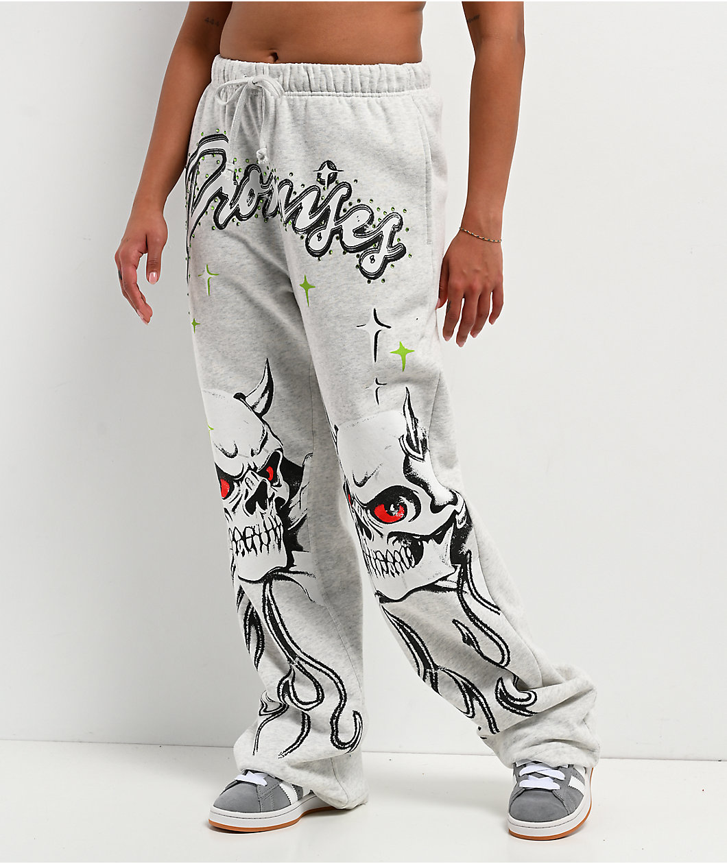 Broken Promises Get A Grip Grey Wide Leg Sweatpants