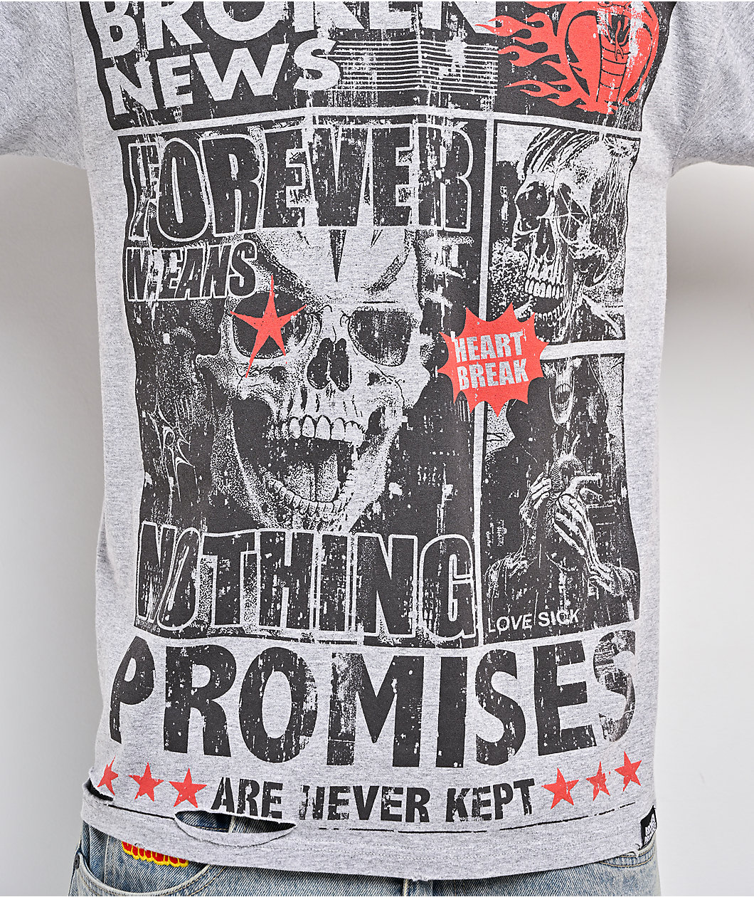 Broken Promises Gossip Column Grey T-Shirt