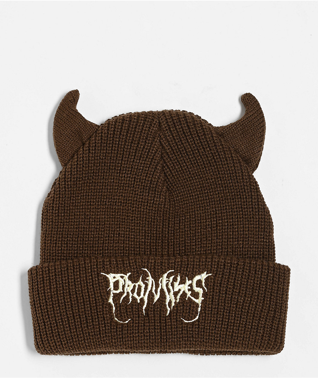 Broken Promises Horn Brown Beanie