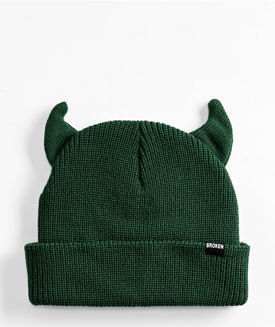 Broken Promises Horn Forest Green Beanie