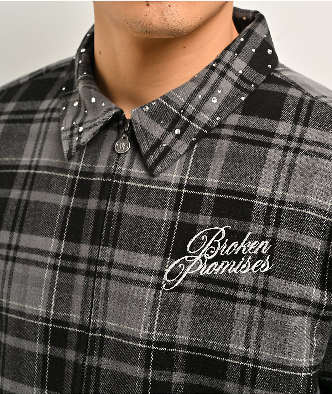 Broken Promises I Still Miss You Black & Grey Flannel Shirt
