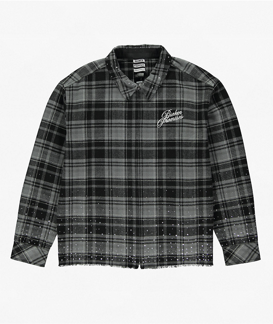 Broken Promises I Still Miss You Black & Grey Flannel Shirt