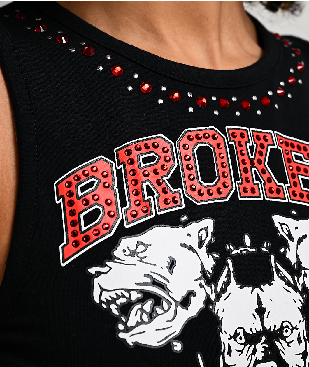 Broken Promises Kennel Black Crop Tank Top