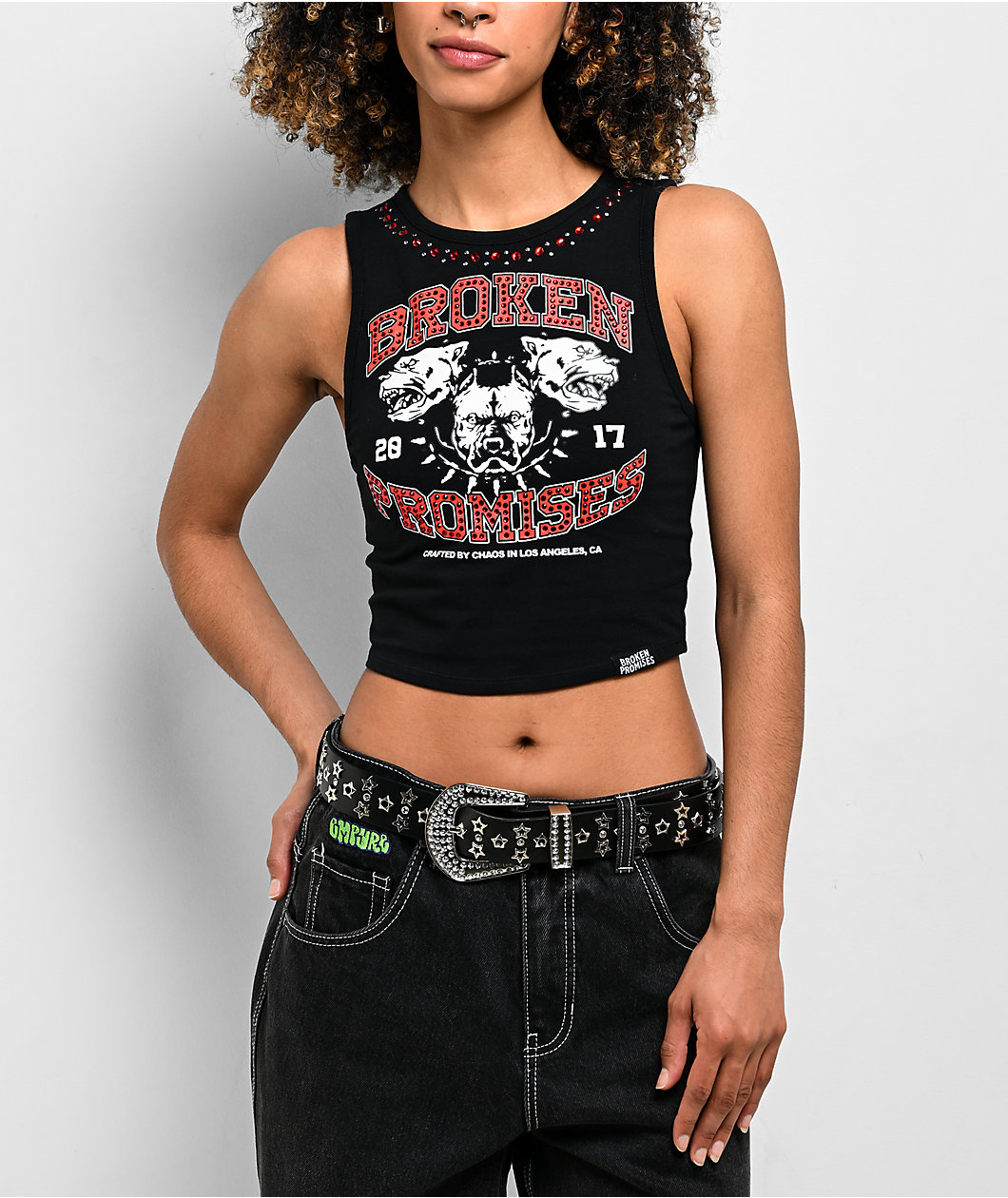 Broken Promises Kennel Black Crop Tank Top