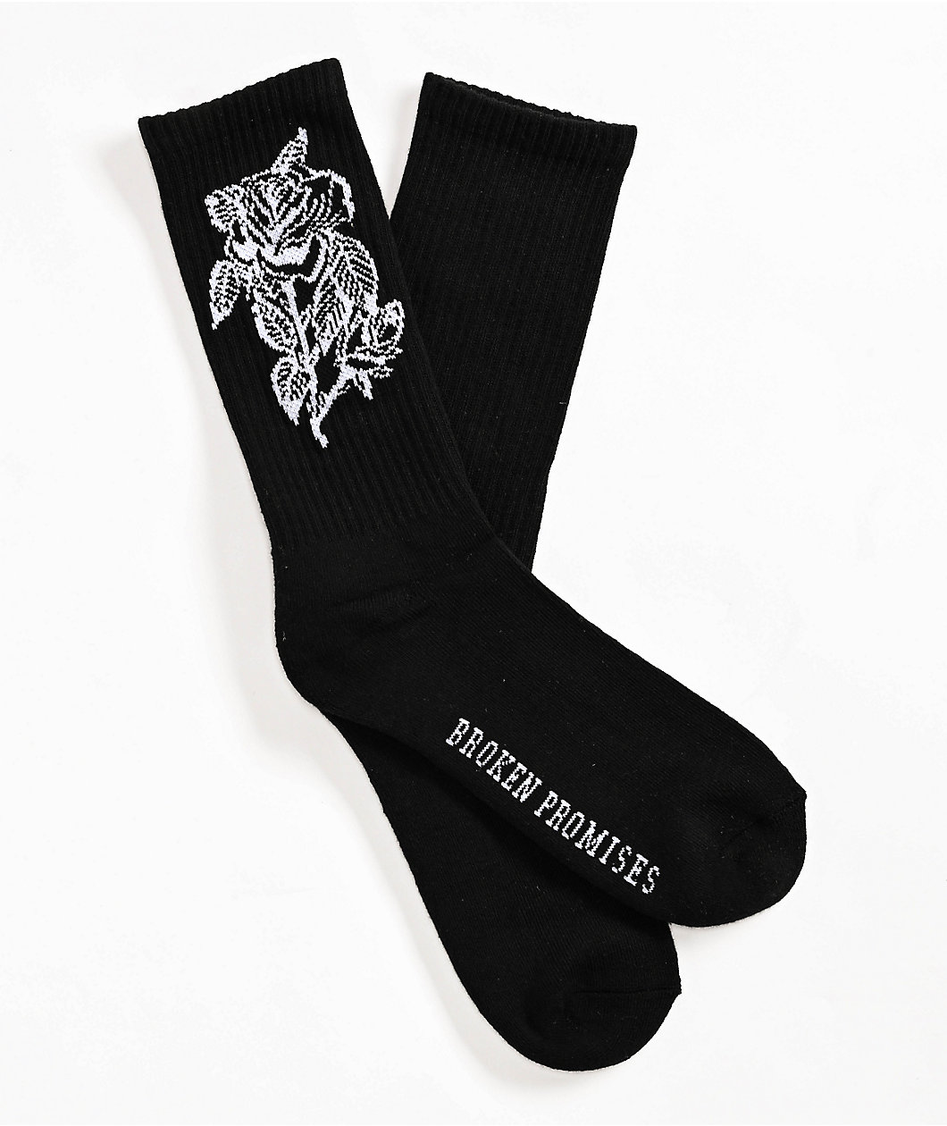 Broken Promises Linger Black Crew Socks