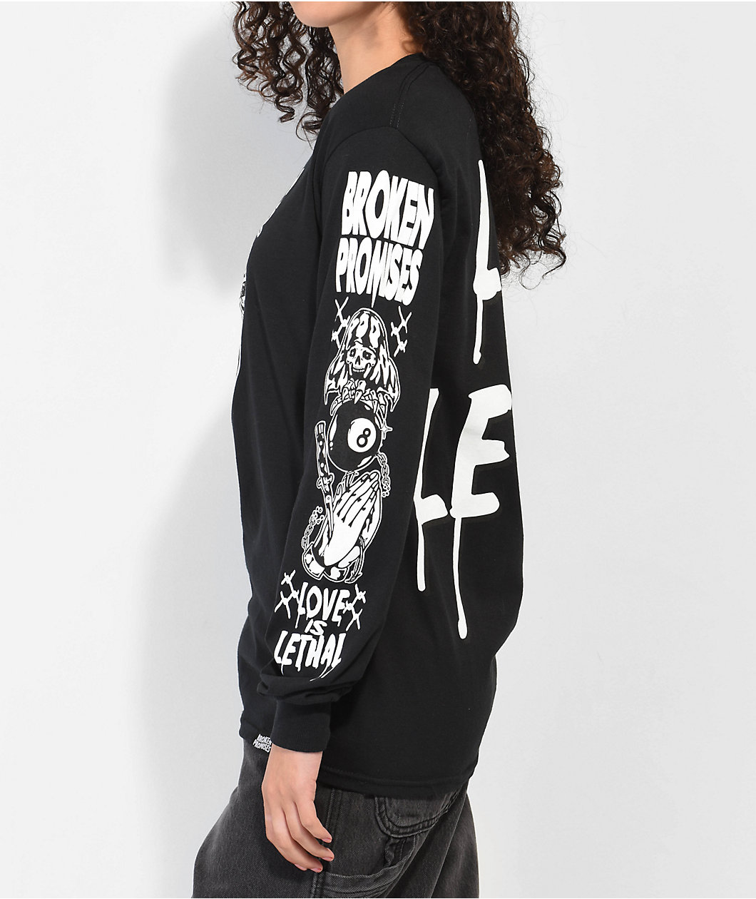 Broken Promises Love Is Lethal Black Long Sleeve T-Shirt