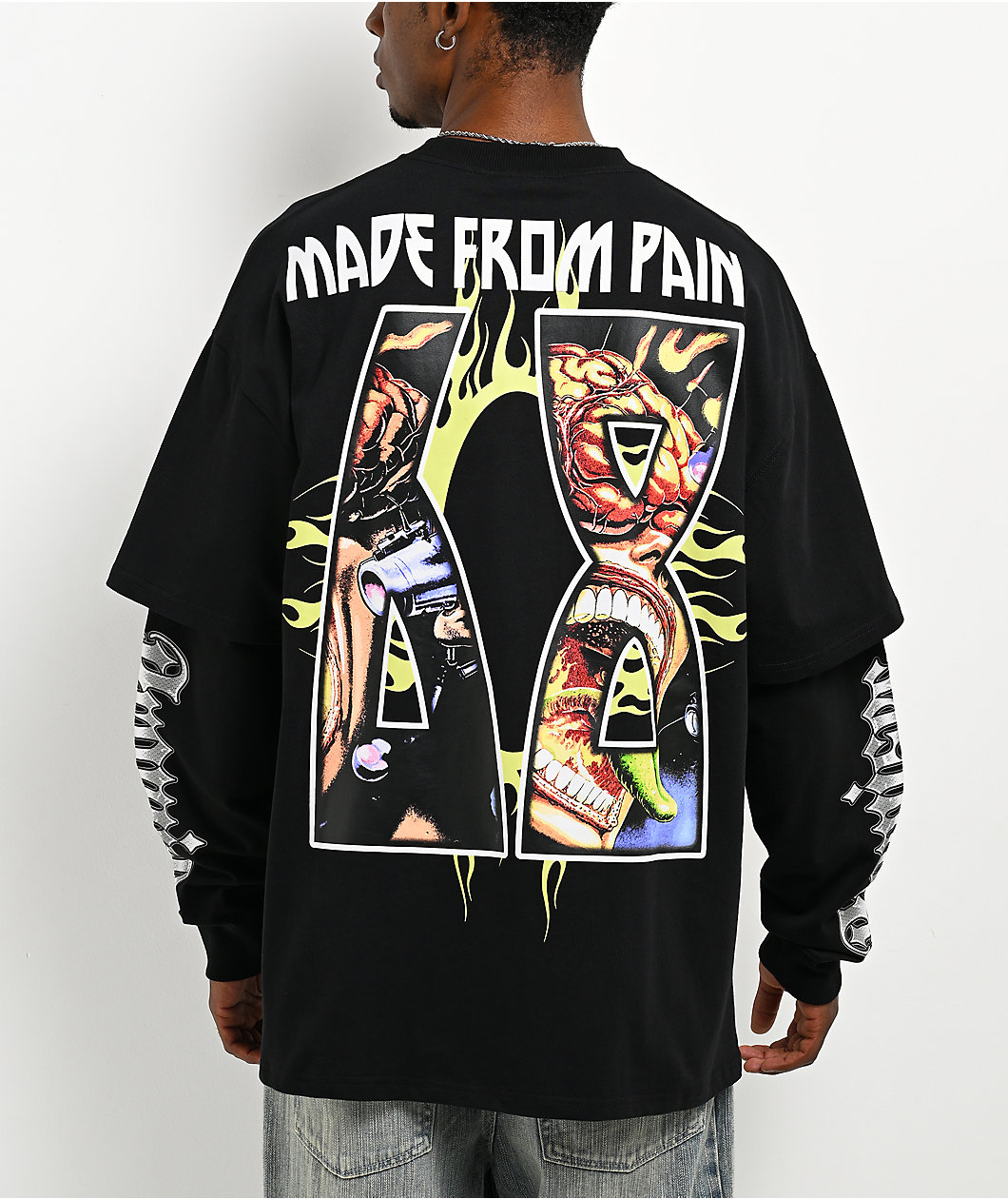 Broken Promises Made From Pain 2fer Black Long Sleeve T-Shirt