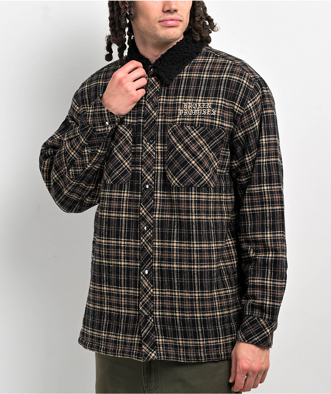 Broken Promises Magma Plaid Flannel Shacket