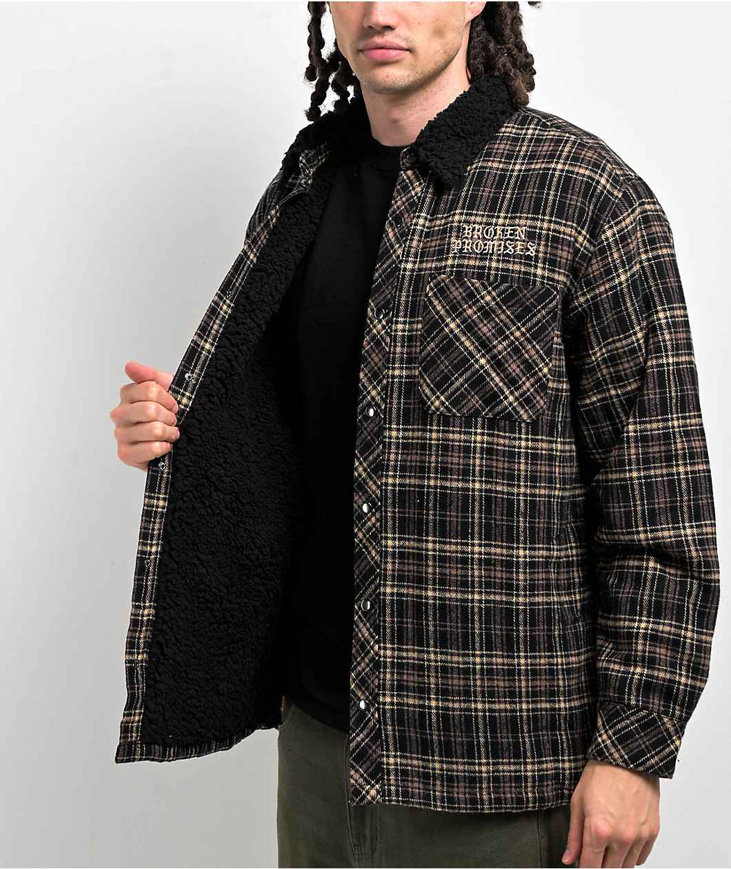 Broken Promises Magma Plaid Flannel Shacket