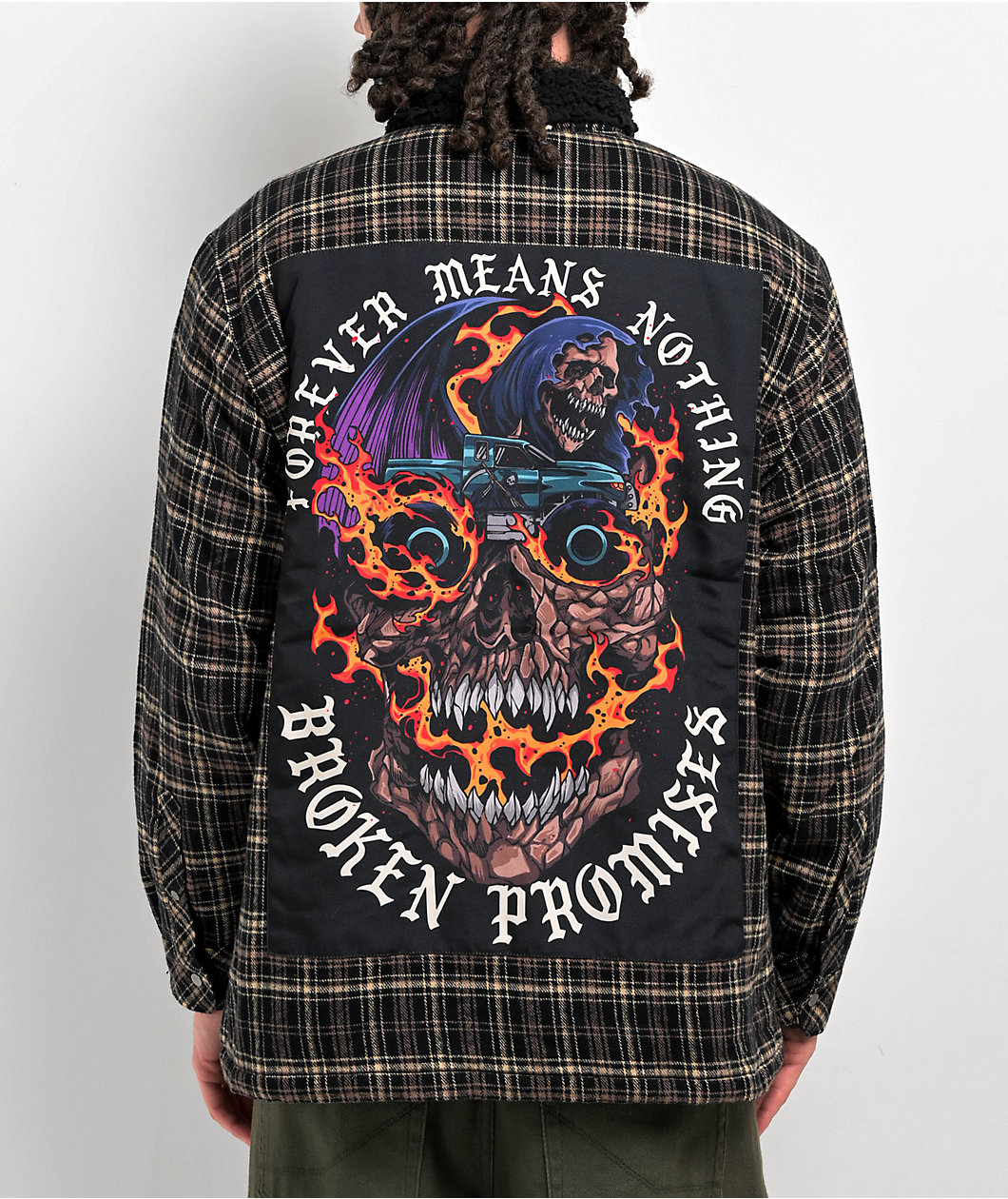 Broken Promises Magma Plaid Flannel Shacket